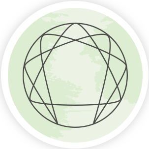 Enneagram symbol over a background of the world