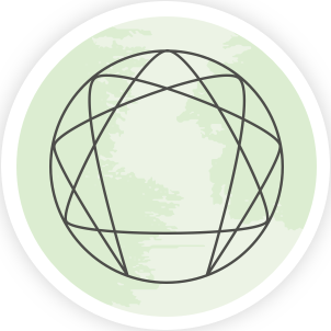 Enneagram symbol over a background of the world